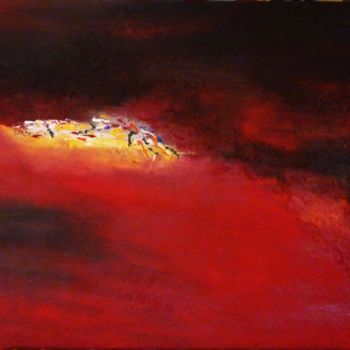 Painting titled "Nuit rouge" by Brigitte Bibard-Guillon, Original Artwork, Oil Mounted on Wood Stretcher frame