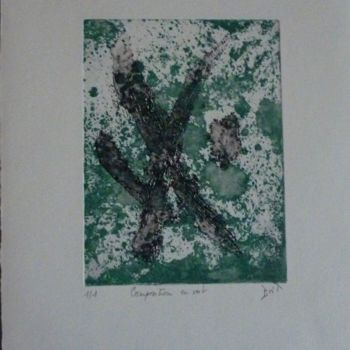 Εκτυπώσεις & Χαρακτικά με τίτλο "composition en vert" από Brigitte Bibard-Guillon, Αυθεντικά έργα τέχνης, Etching Τοποθετήθη…