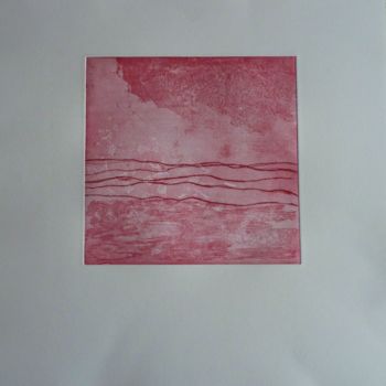 Printmaking titled "Horizons rouges" by Brigitte Bibard-Guillon, Original Artwork, Etching