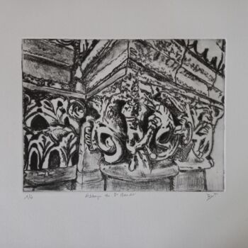 Εκτυπώσεις & Χαρακτικά με τίτλο "Abbaye de Saint-Ben…" από Brigitte Bibard-Guillon, Αυθεντικά έργα τέχνης, Χαρακτική