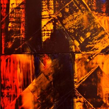 Malerei mit dem Titel "Composition en oran…" von Brigitte Bibard-Guillon, Original-Kunstwerk, Acryl Auf Keilrahmen aus Holz…