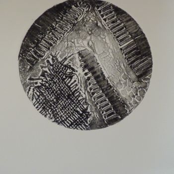 Gravures & estampes intitulée "Rond noir" par Brigitte Bibard-Guillon, Œuvre d'art originale, Collagraphie