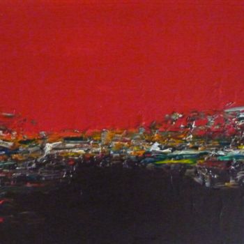 Painting titled "Paysage rouge 2" by Brigitte Bibard-Guillon, Original Artwork, Acrylic