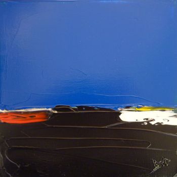 Malerei mit dem Titel "carré bleu 1" von Brigitte Bibard-Guillon, Original-Kunstwerk, Acryl