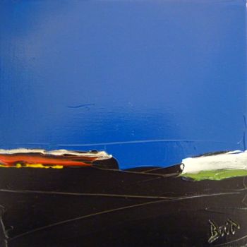 Painting titled "carré bleu 2" by Brigitte Bibard-Guillon, Original Artwork, Acrylic