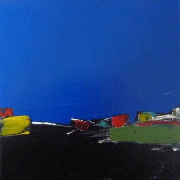 Malerei mit dem Titel "carré bleu 4" von Brigitte Bibard-Guillon, Original-Kunstwerk, Acryl