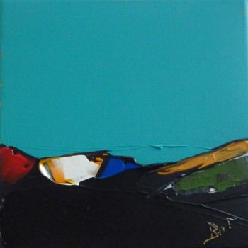 Painting titled "carré turquoise 3" by Brigitte Bibard-Guillon, Original Artwork, Acrylic