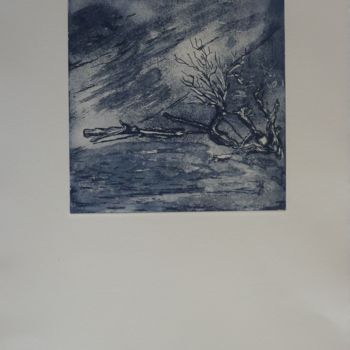 Printmaking titled "Branche sur la plag…" by Brigitte Bibard-Guillon, Original Artwork, Etching