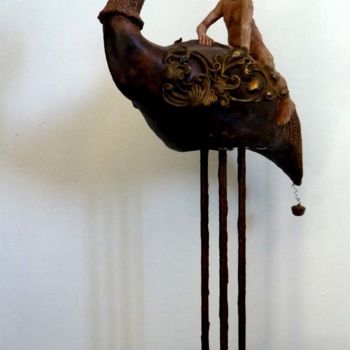 Sculpture titled "les deux Moizailes" by Bibi Blanchet, Original Artwork, Mixed Media