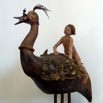 Skulptur mit dem Titel "les deux Moizailes" von Bibi Blanchet, Original-Kunstwerk, Gemischte Medien
