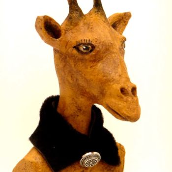 Sculpture intitulée "girafe-1.jpg" par Bibi Blanchet, Œuvre d'art originale, Terre cuite