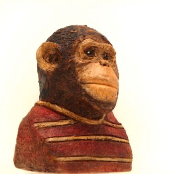 Sculpture intitulée "singe-prof.jpg" par Bibi Blanchet, Œuvre d'art originale, Terre cuite