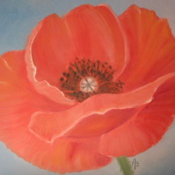 Painting titled "coquelicot" by B Arfaoui, Original Artwork, Oil