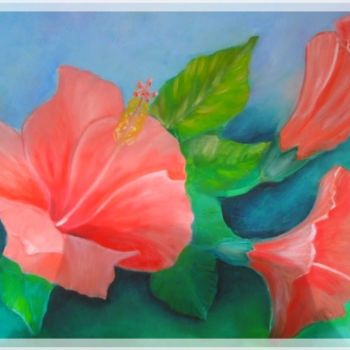 Peinture intitulée "hibiscus" par B Arfaoui, Œuvre d'art originale, Autre
