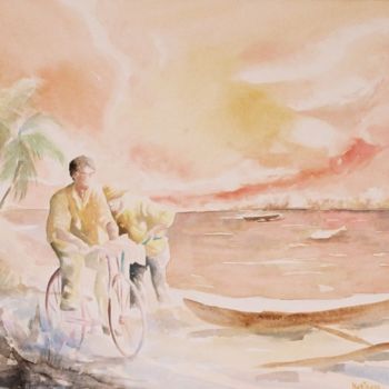 Peinture intitulée "tropique" par Bidard, Œuvre d'art originale, Aquarelle