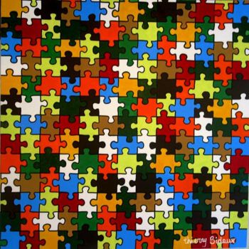 Painting titled "PUZZLE" by Thierry Bidaux, Original Artwork, Oil