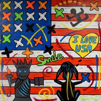 绘画 标题为“I LOVE USA” 由Thierry Bidaux, 原创艺术品