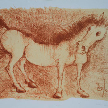 Impressões e gravuras intitulada "dsc02414a.jpg. конь." por Bidzina Kavtaradze, Obras de arte originais, Litografia