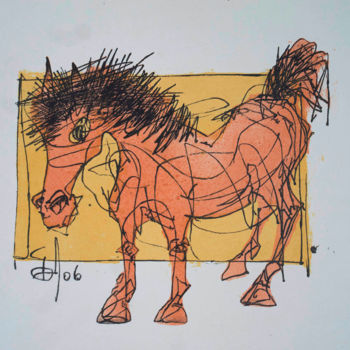 Gravures & estampes intitulée "dsc02424a.jpg Конь." par Bidzina Kavtaradze, Œuvre d'art originale, Lithographie