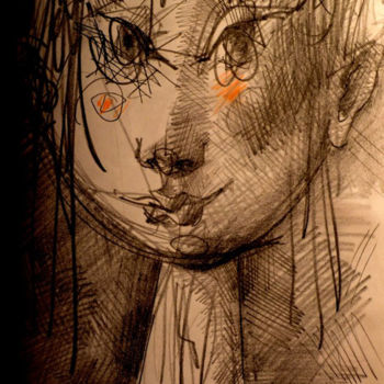 Drawing titled "Портрет." by Bidzina Kavtaradze, Original Artwork, Ink