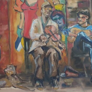Painting titled "Streetlive 1" by Bianca Hulst (biekart), Original Artwork, Oil