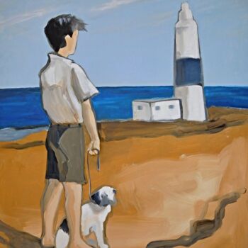 Painting titled "il  faro" by Paolo Bigelli, Original Artwork, Acrylic Mounted on Wood Stretcher frame