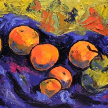 Painting titled "fruit" by Nataliya Novozhilova, Original Artwork, Oil Mounted on Cardboard