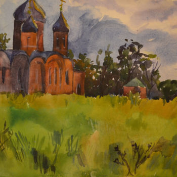 Painting titled "church" by Nataliya Novozhilova, Original Artwork, Watercolor