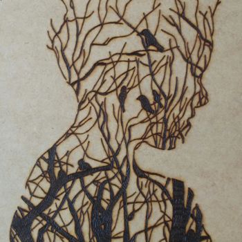 印花与版画 标题为“Quadro árvore humana” 由Bianca Vieira, 原创艺术品, 压纹