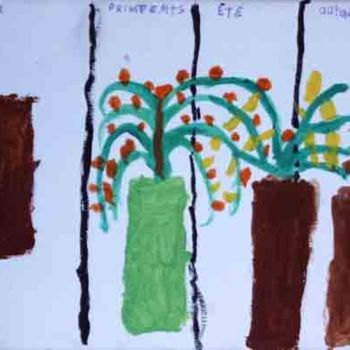 Peinture intitulée ""Le bananier de sai…" par Bi+Jou 2 Famille, Œuvre d'art originale, Huile