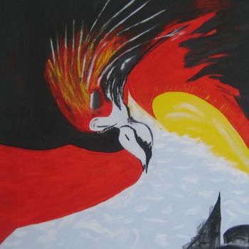 Painting titled "Vogel am Fluss" by Elsbeth Regenbrecht, Original Artwork, Oil