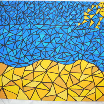 Pintura titulada "Sonne und Strand" por Bilderkiste, Obra de arte original, Acuarela