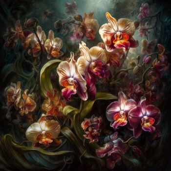 Arts numériques intitulée "Orchid 2" par Bilge Paksoylu, Œuvre d'art originale, Image générée par l'IA