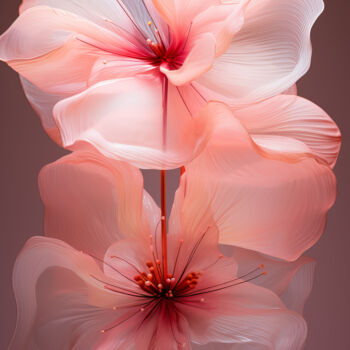 Digital Arts titled "Delicate Floral 5" by Bilge Paksoylu, Original Artwork, AI generated image