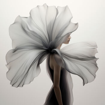 Digital Arts titled "Black and White Flo…" by Bilge Paksoylu, Original Artwork, AI generated image