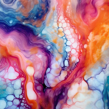 Digital Arts titled "Colourful Liquid Art" by Bilge Paksoylu, Original Artwork, AI generated image
