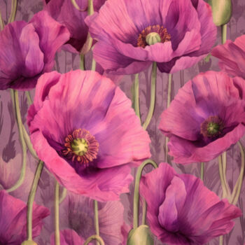 Digitale Kunst getiteld "Poppies 17" door Bilge Paksoylu, Origineel Kunstwerk, AI gegenereerde afbeelding