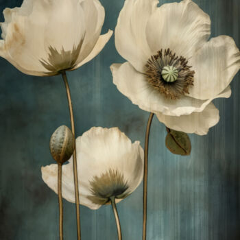 Digitale Kunst mit dem Titel "Poppies 22" von Bilge Paksoylu, Original-Kunstwerk, KI-generiertes Bild