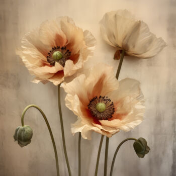 Digital Arts titled "Poppies 29" by Bilge Paksoylu, Original Artwork, AI generated image