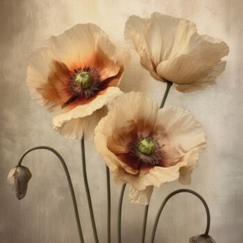 Digital Arts titled "Poppies 30" by Bilge Paksoylu, Original Artwork, AI generated image