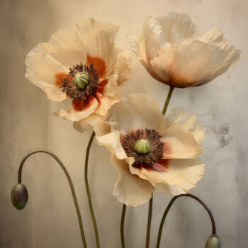 Digital Arts titled "Poppies 36" by Bilge Paksoylu, Original Artwork, AI generated image
