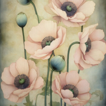 Digital Arts titled "Pink Poppies 38" by Bilge Paksoylu, Original Artwork, AI generated image