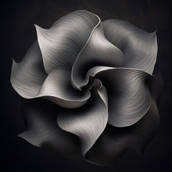 Digitale Kunst getiteld "Black and White Flo…" door Bilge Paksoylu, Origineel Kunstwerk, AI gegenereerde afbeelding