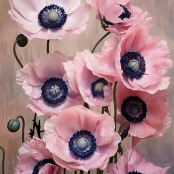 Цифровое искусство под названием "Pink Floral Bouquet" - Bilge Paksoylu, Подлинное произведение искусства, Изображение, сген…
