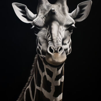 Digital Arts titled "Wild Animal Giraffe…" by Bilge Paksoylu, Original Artwork, AI generated image