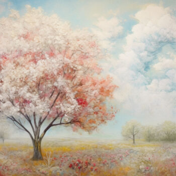 Arts numériques intitulée "Dreamy Spring" par Bilge Paksoylu, Œuvre d'art originale, Image générée par l'IA