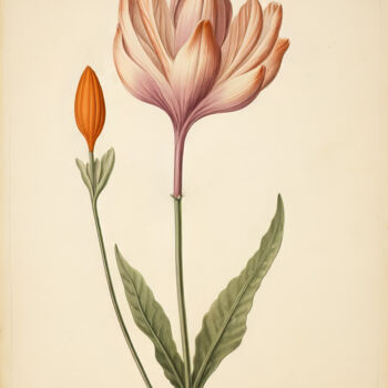 Digitale Kunst getiteld "Vintage Floral Art" door Bilge Paksoylu, Origineel Kunstwerk, AI gegenereerde afbeelding