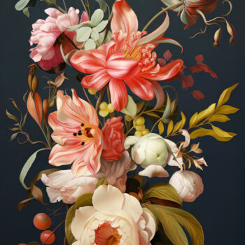 Digital Arts titled "Flower Bouquet" by Bilge Paksoylu, Original Artwork, AI generated image