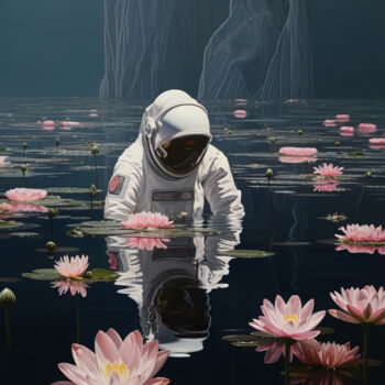 Digital Arts titled "Lost Astronaut" by Bilge Paksoylu, Original Artwork, AI generated image