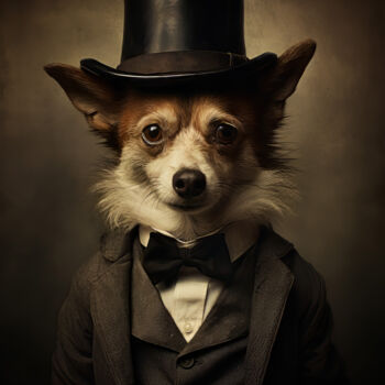 Arts numériques intitulée "Dog in Suit 3" par Bilge Paksoylu, Œuvre d'art originale, Image générée par l'IA
